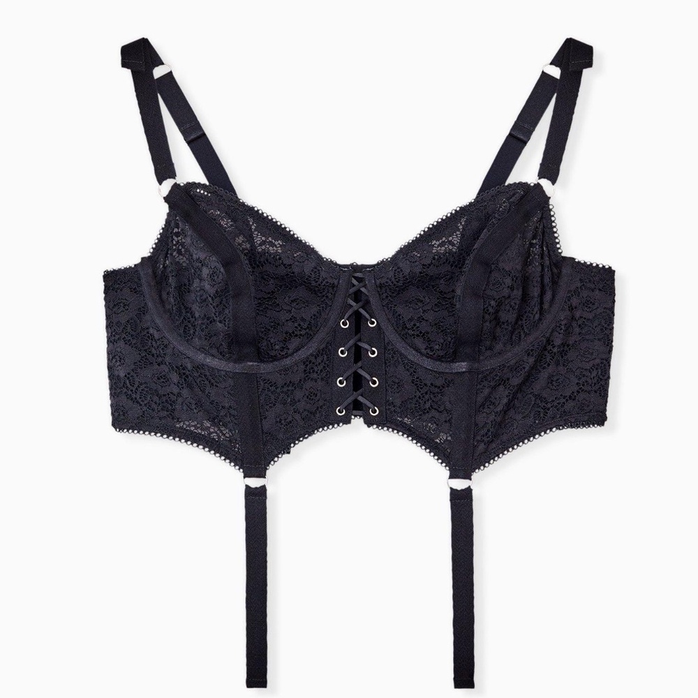 Torrid Curve Black Lace Longline Underwire Bralette Size 1x (#191)